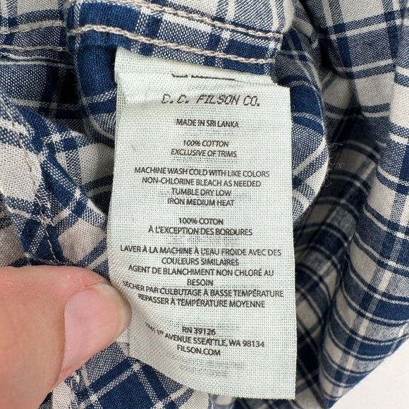 Filson Women's Kadin Island Button Down Shirt sz M Medium Indigo Blue Plaid NWT - Picture 7 of 7